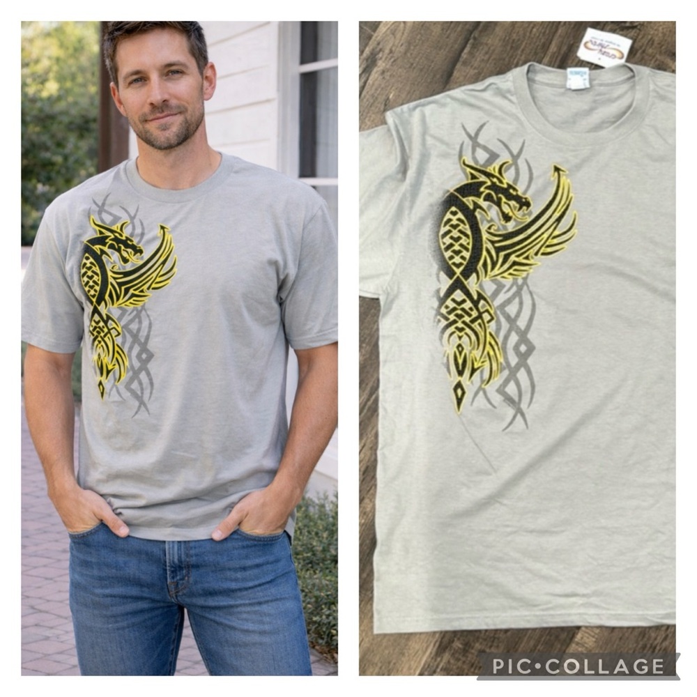 Gray Dragon Graphic T-Shirt